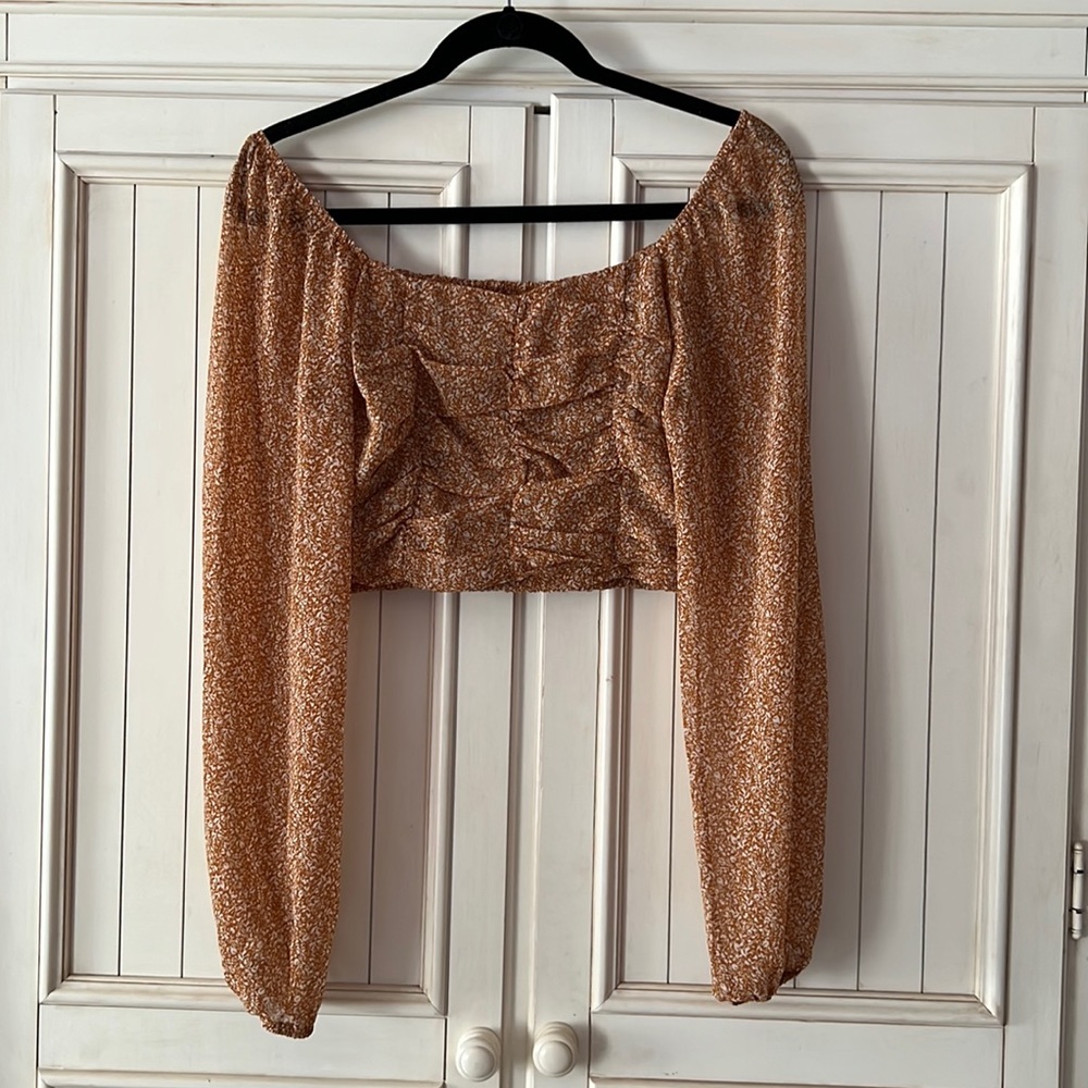 Altar’d State Orange and White Crop Top